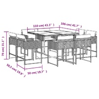 9 Piece Garden Dining Set with Cushions Grey Poly Rattan