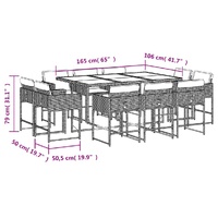 11 Piece Garden Dining Set with Cushions Black Poly Rattan