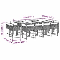 13 Piece Garden Dining Set with Cushions Mix Beige Poly Rattan