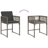 5 Piece Garden Dining Set with Cushions Grey Poly Rattan