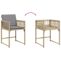 11 Piece Garden Dining Set with Cushions Mix Beige Poly Rattan