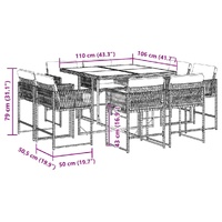 9 Piece Garden Dining Set with Cushions Black Poly Rattan