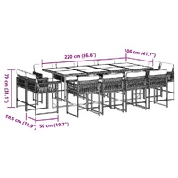 13 Piece Garden Dining Set with Cushions Black Poly Rattan