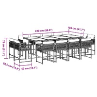 13 Piece Garden Dining Set with Cushions Black Poly Rattan