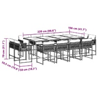 13 Piece Garden Dining Set with Cushions Mix Beige Poly Rattan