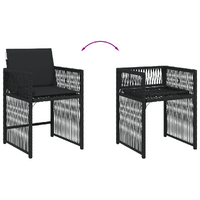 11 Piece Garden Dining Set with Cushions Black Poly Rattan