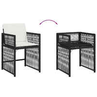13 Piece Garden Dining Set with Cushions Black Poly Rattan