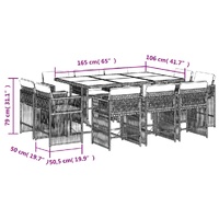 11 Piece Garden Dining Set with Cushions Black Poly Rattan