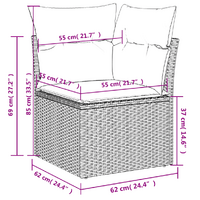3 Piece Garden Sofa Set with Cushions Beige Poly Rattan