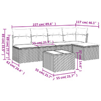 6 Piece Garden Sofa Set with Cushions Grey Poly Rattan