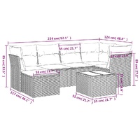 7 Piece Garden Sofa Set with Cushions Black Poly Rattan