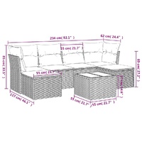 7 Piece Garden Sofa Set with Cushions Black Poly Rattan
