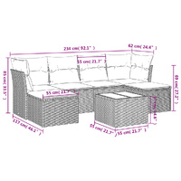 7 Piece Garden Sofa Set with Cushions Grey Poly Rattan
