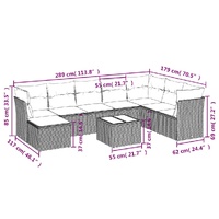 9 Piece Garden Sofa Set with Cushions Black Poly Rattan