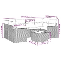 7 Piece Garden Sofa Set with Cushions Black Poly Rattan