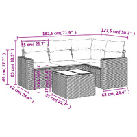 5 Piece Garden Sofa Set with Cushions Beige Poly Rattan