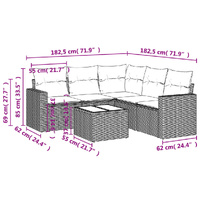 6 Piece Garden Sofa Set with Cushions Beige Poly Rattan
