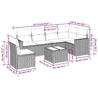 7 Piece Garden Sofa Set with Cushions Black Poly Rattan