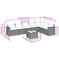 8 Piece Garden Sofa Set with Cushions Beige Poly Rattan