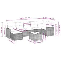 8 Piece Garden Sofa Set with Cushions Grey Poly Rattan