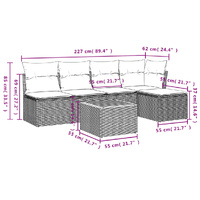6 Piece Garden Sofa Set with Cushions Black Poly Rattan