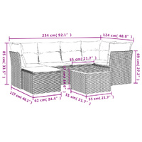 7 Piece Garden Sofa Set with Cushions Black Poly Rattan