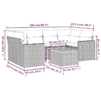7 Piece Garden Sofa Set with Cushions Black Poly Rattan