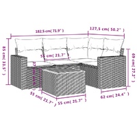 5 Piece Garden Sofa Set with Cushions Grey Poly Rattan
