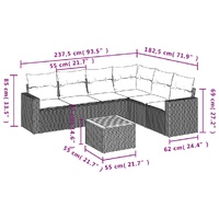 7 Piece Garden Sofa Set with Cushions Black Poly Rattan