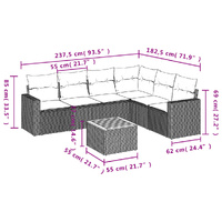 7 Piece Garden Sofa Set with Cushions Black Poly Rattan