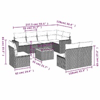 9 Piece Garden Sofa Set with Cushions Black Poly Rattan