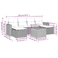 7 Piece Garden Sofa Set with Cushions Black Poly Rattan