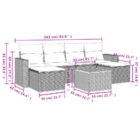 7 Piece Garden Sofa Set with Cushions Grey Poly Rattan