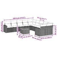 11 Piece Garden Sofa Set with Cushions Black Poly Rattan