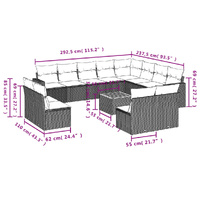 13 Piece Garden Sofa Set with Cushions Grey Poly Rattan