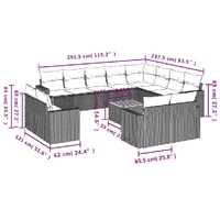 13 Piece Garden Sofa Set with Cushions Black Poly Rattan