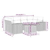 7 Piece Garden Sofa Set with Cushions Black Poly Rattan