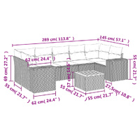 8 Piece Garden Sofa Set with Cushions Grey Poly Rattan
