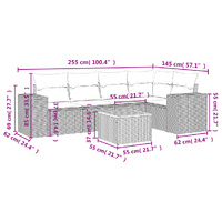 6 Piece Garden Sofa Set with Cushions Grey Poly Rattan