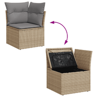 4 Piece Garden Sofa Set with Cushions Beige Poly Rattan