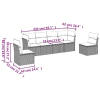 6 Piece Garden Sofa Set with Cushions Beige Poly Rattan