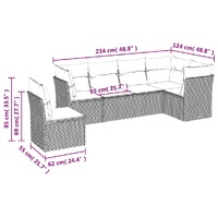 6 Piece Garden Sofa Set with Cushions Black Poly Rattan