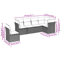 6 Piece Garden Sofa Set with Cushions Grey Poly Rattan