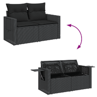 4 Piece Garden Sofa Set with Cushions Black Poly Rattan