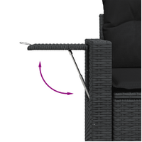 10 Piece Garden Sofa Set with Cushions Black Poly Rattan