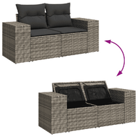 3 Piece Garden Sofa Set with Cushions Grey Poly Rattan