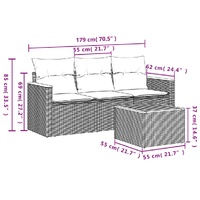 4 Piece Garden Sofa Set with Cushions Beige Poly Rattan