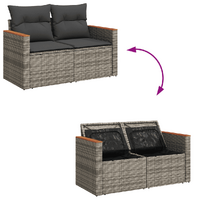 12 Piece Garden Sofa Set with Cushions Grey Poly Rattan