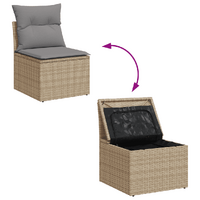 14 Piece Garden Sofa Set with Cushions Beige Poly Rattan