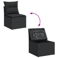 3 Piece Garden Sofa Set with Cushions Black Poly Rattan